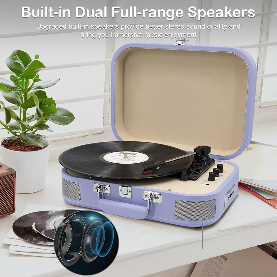 ミュージック A Vinyl Record Player, 3-Speed Belt-Drive Turntable with
